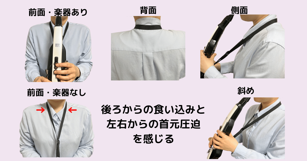 付属ストラップを首に装着したときの様子