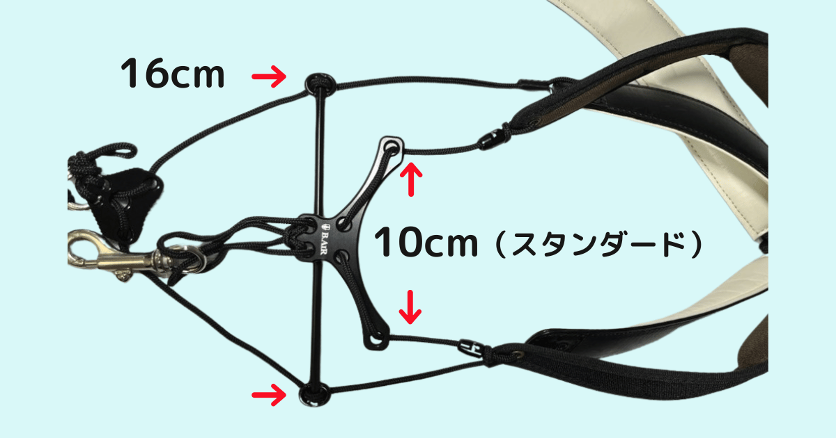 BIRDストラップの10cmプレートとブレステイキングの16cmバーの幅比較