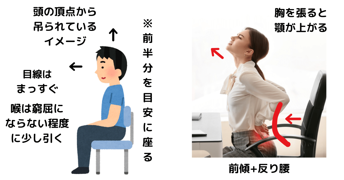 胸を張りすぎて反り腰になった悪い姿勢の例
