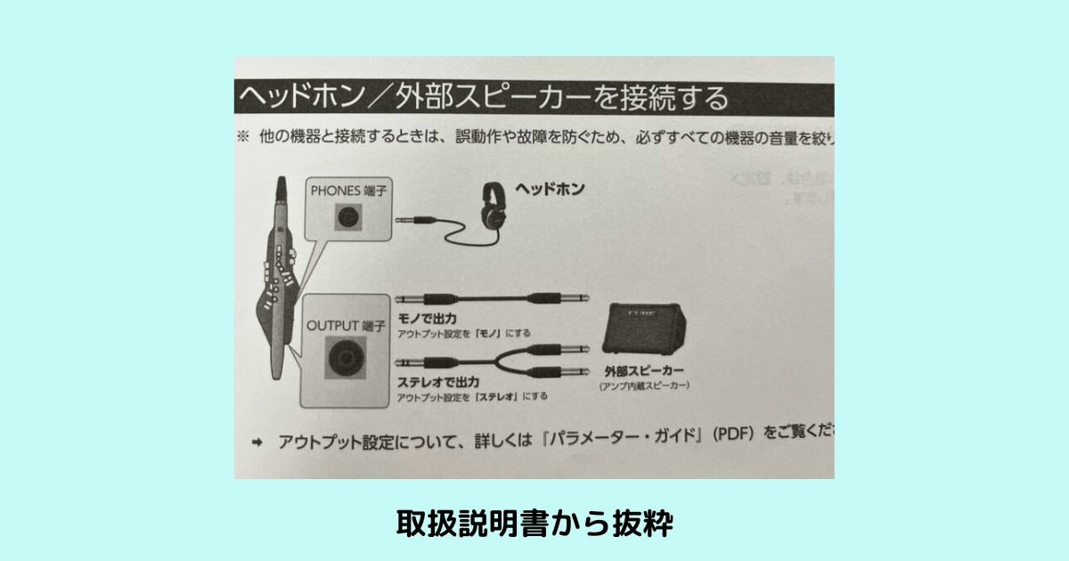 エアロフォンとアンプの接続イメージ