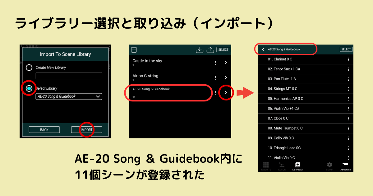 複数シーンのインポートが完了したライブラリー画面