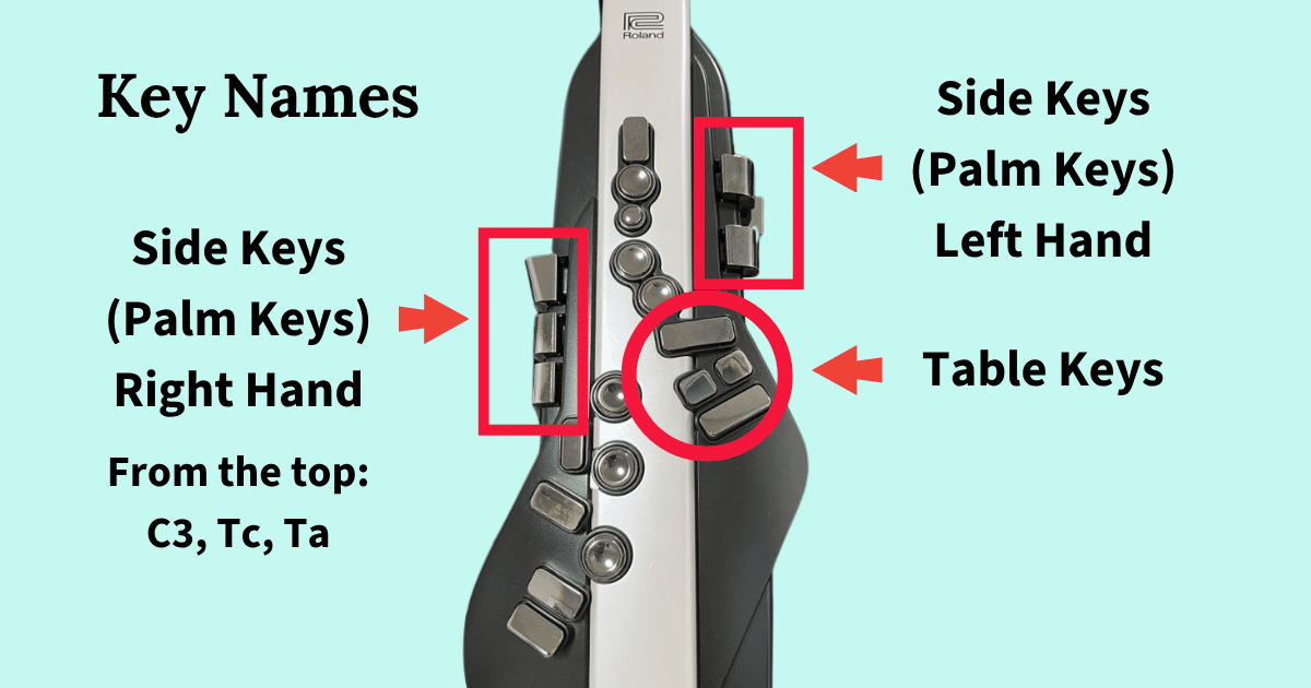 Where the side keys are located on the Aerophone