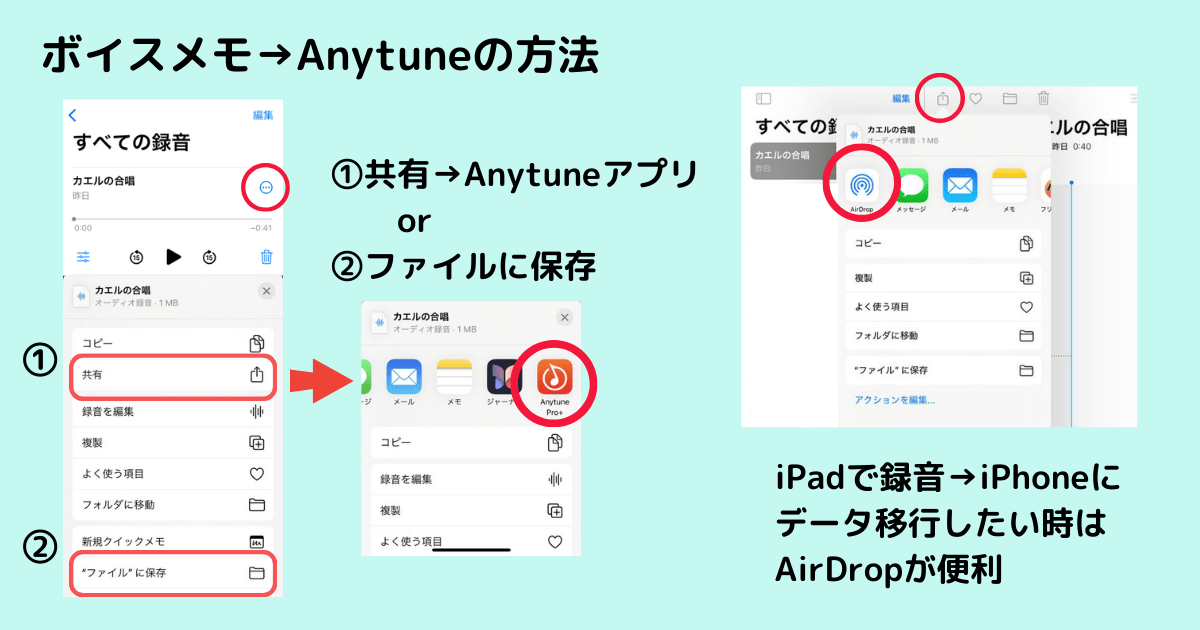 ボイスメモからAnytuneへのデータ移行手順