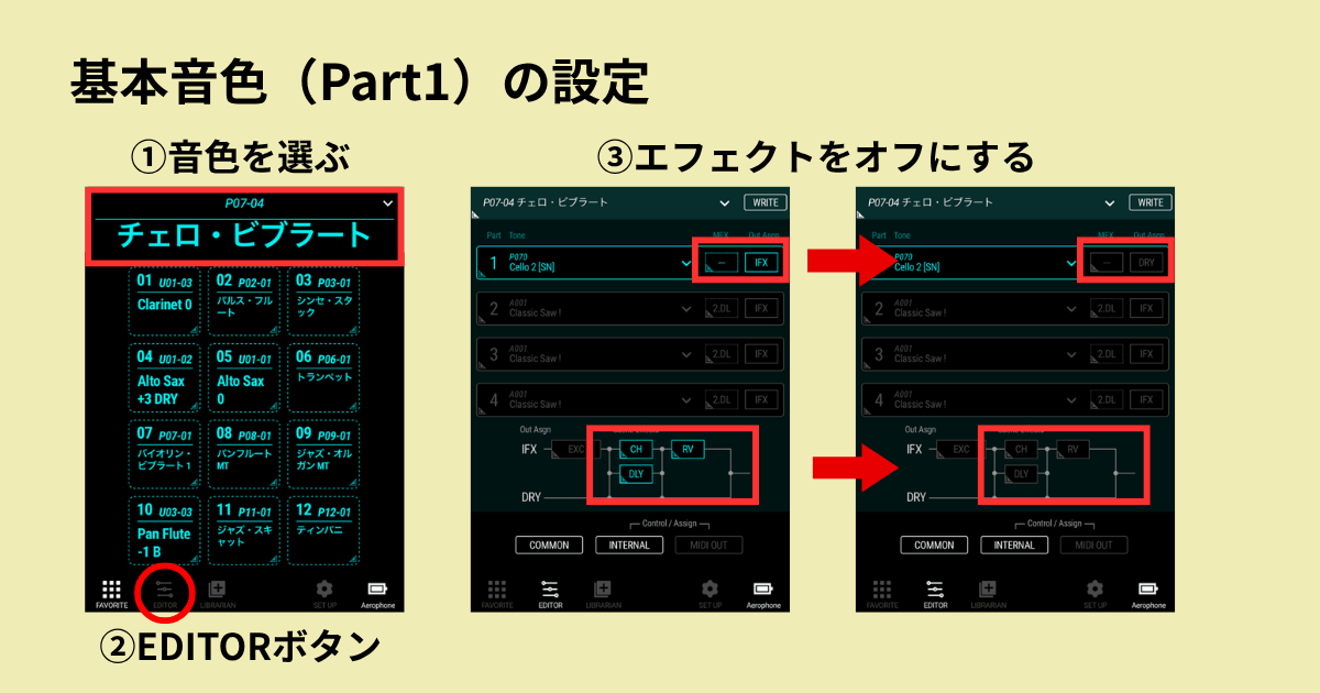 Part1のエフェクトをすべてオフにした状態のPro Editor画面