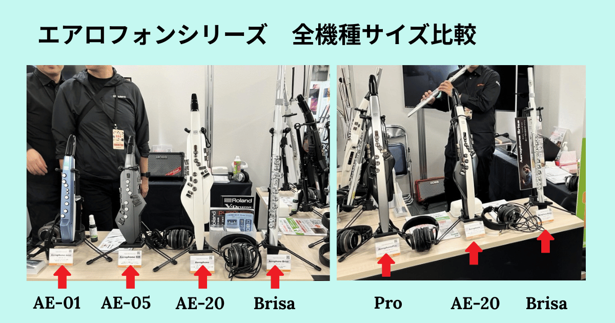 Aerophone Brisaと他のエアロフォンシリーズのサイズ比較