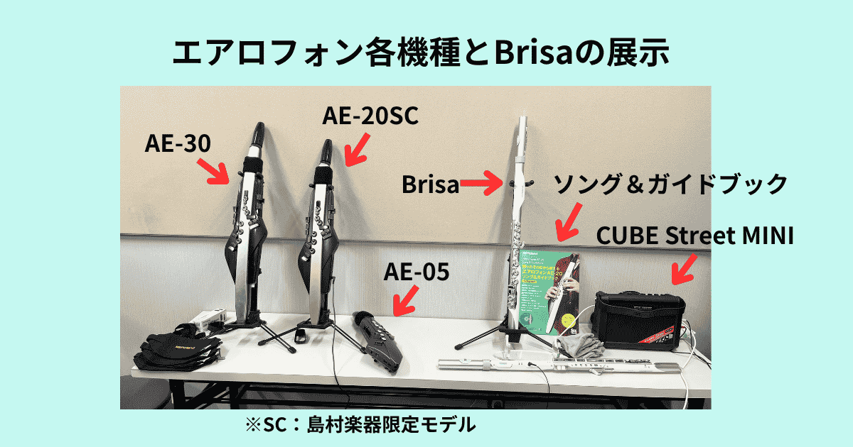 エアロフォン各機種とBrisaの展示