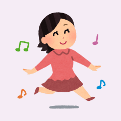 スキップする女性